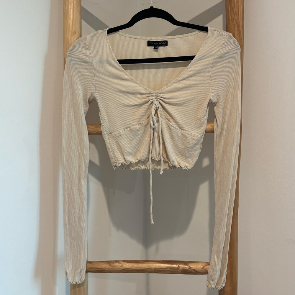 Cotton Candy Cream Ruched Crop Top
